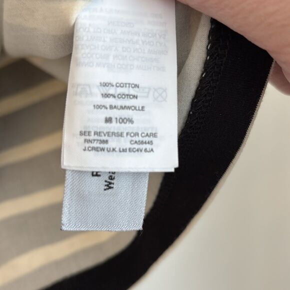 J. Crew Women Black and White Striped Women's Ruffle sleeve Top blouse Small! - Picture 6 of 8